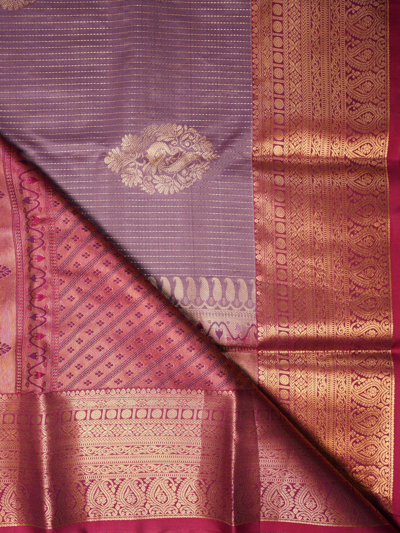 Lavender Purple Semi Silk Saree - Image 2
