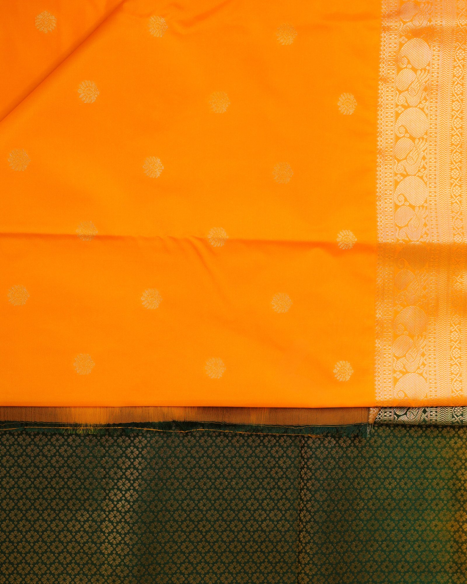 Mustard Gold Banarasi Silk Saree - Image 2
