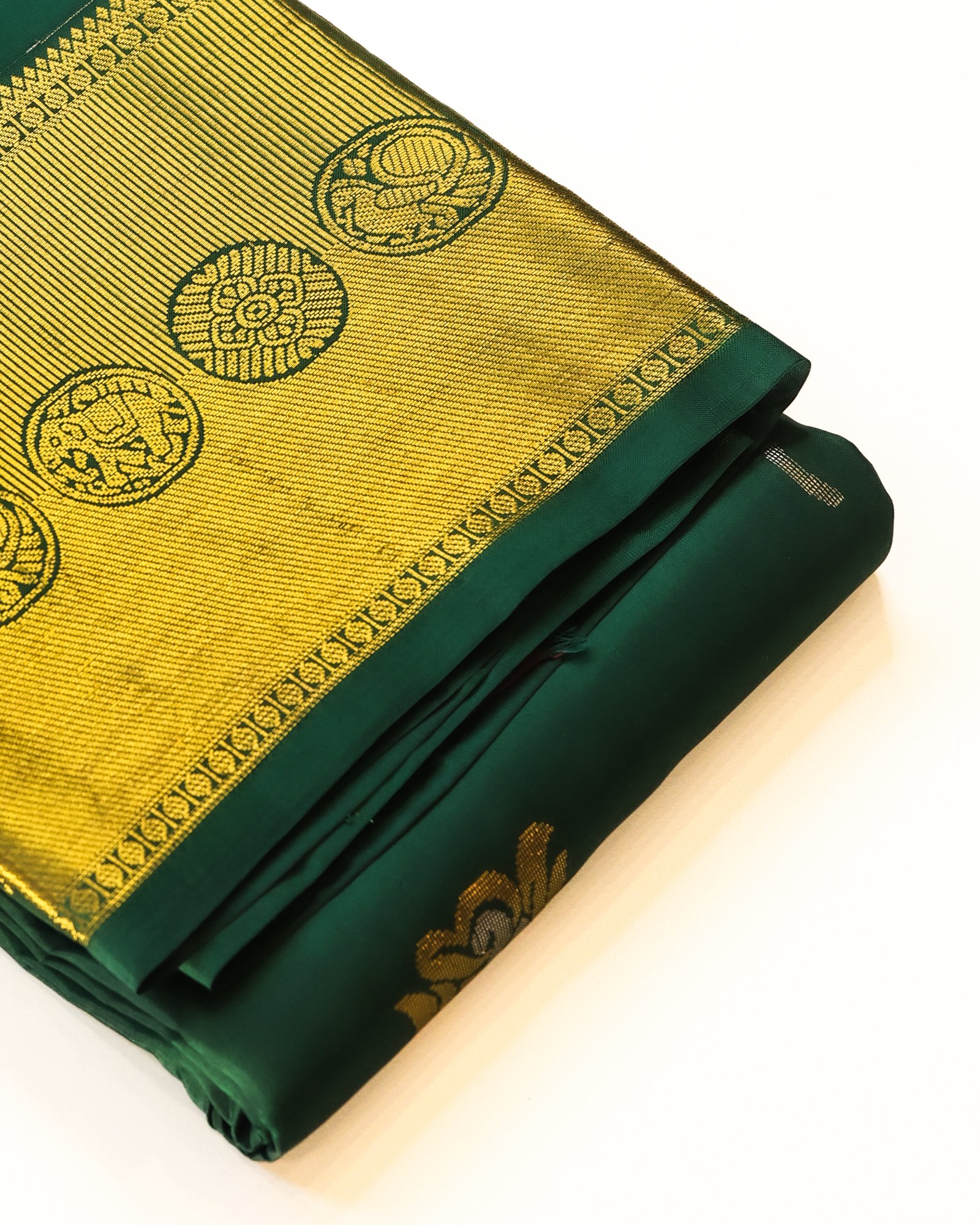 Emerald Green Pure Silk Saree - Image 6