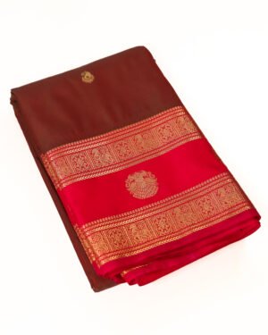 Brown & Pink Kanchipuram Semi Silk
