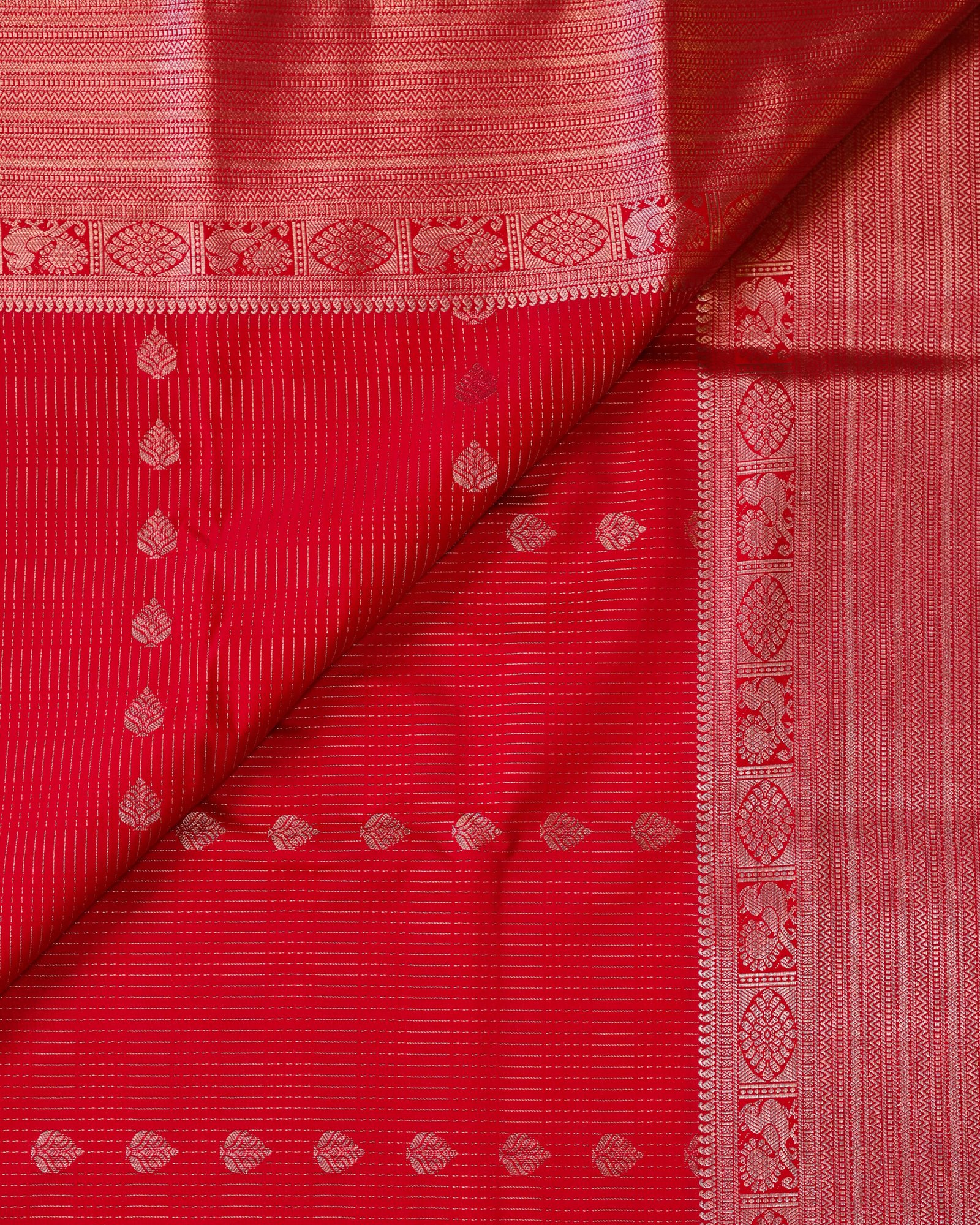 Rich Red Silk Saree - Image 2