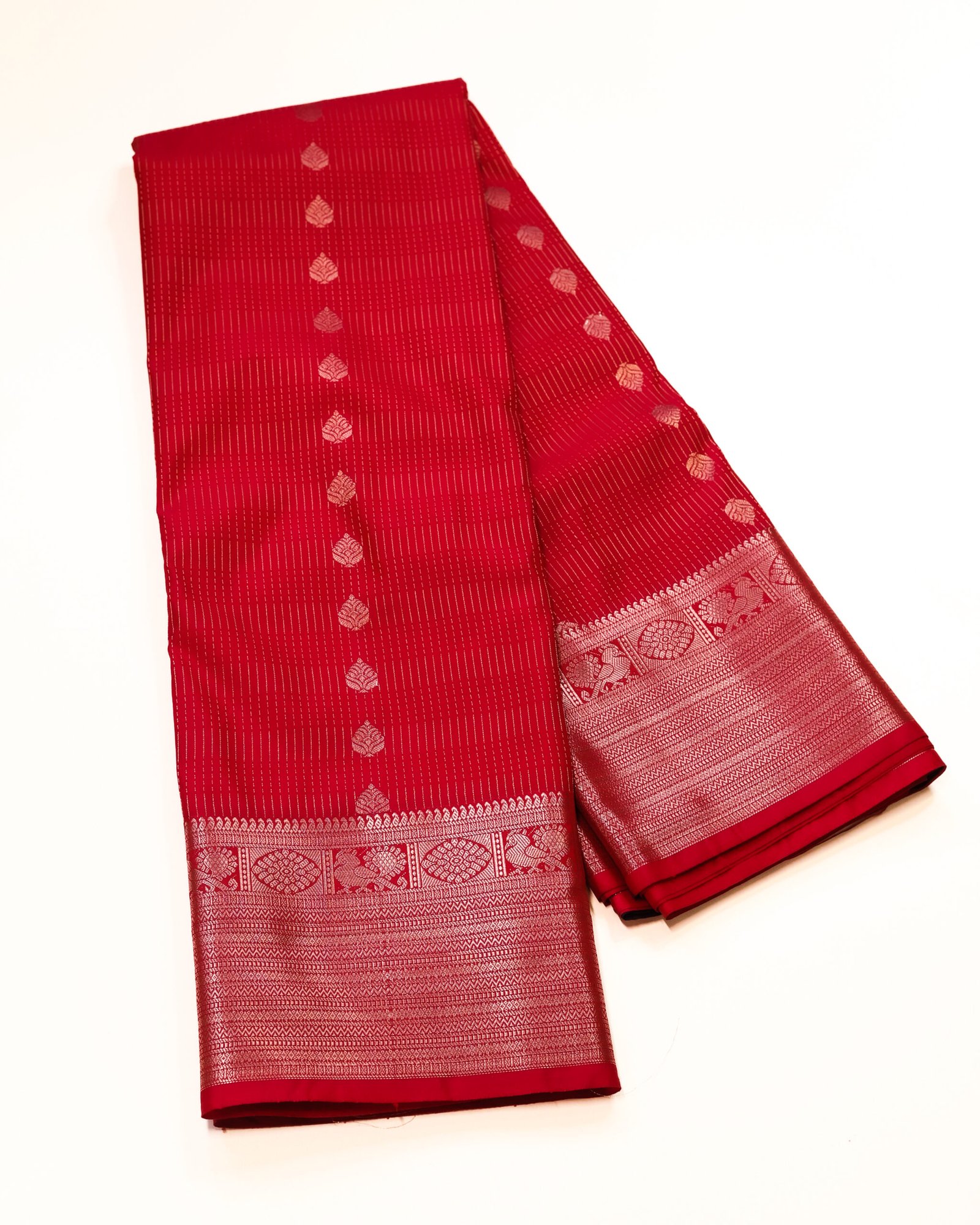 Rich Red Silk Saree - Image 3