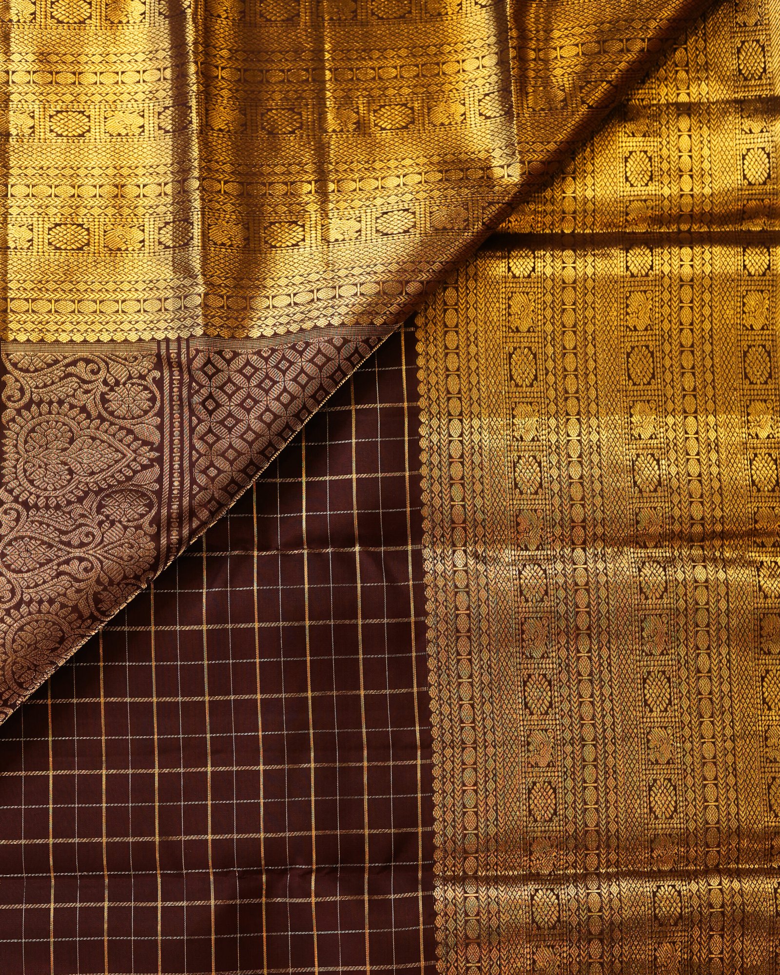 Coffee Brown Pure Kanchipuram Handloom - Image 2