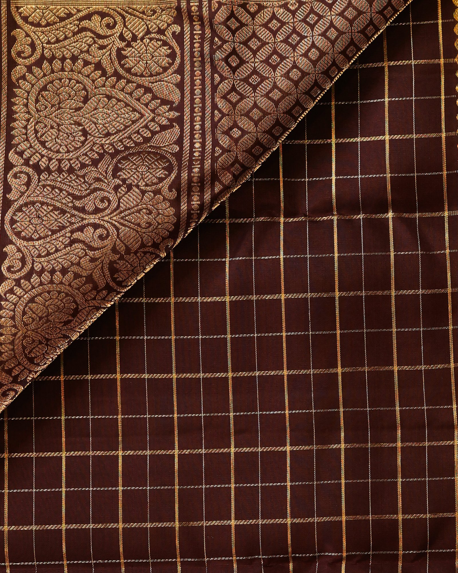 Coffee Brown Pure Kanchipuram Handloom - Image 3