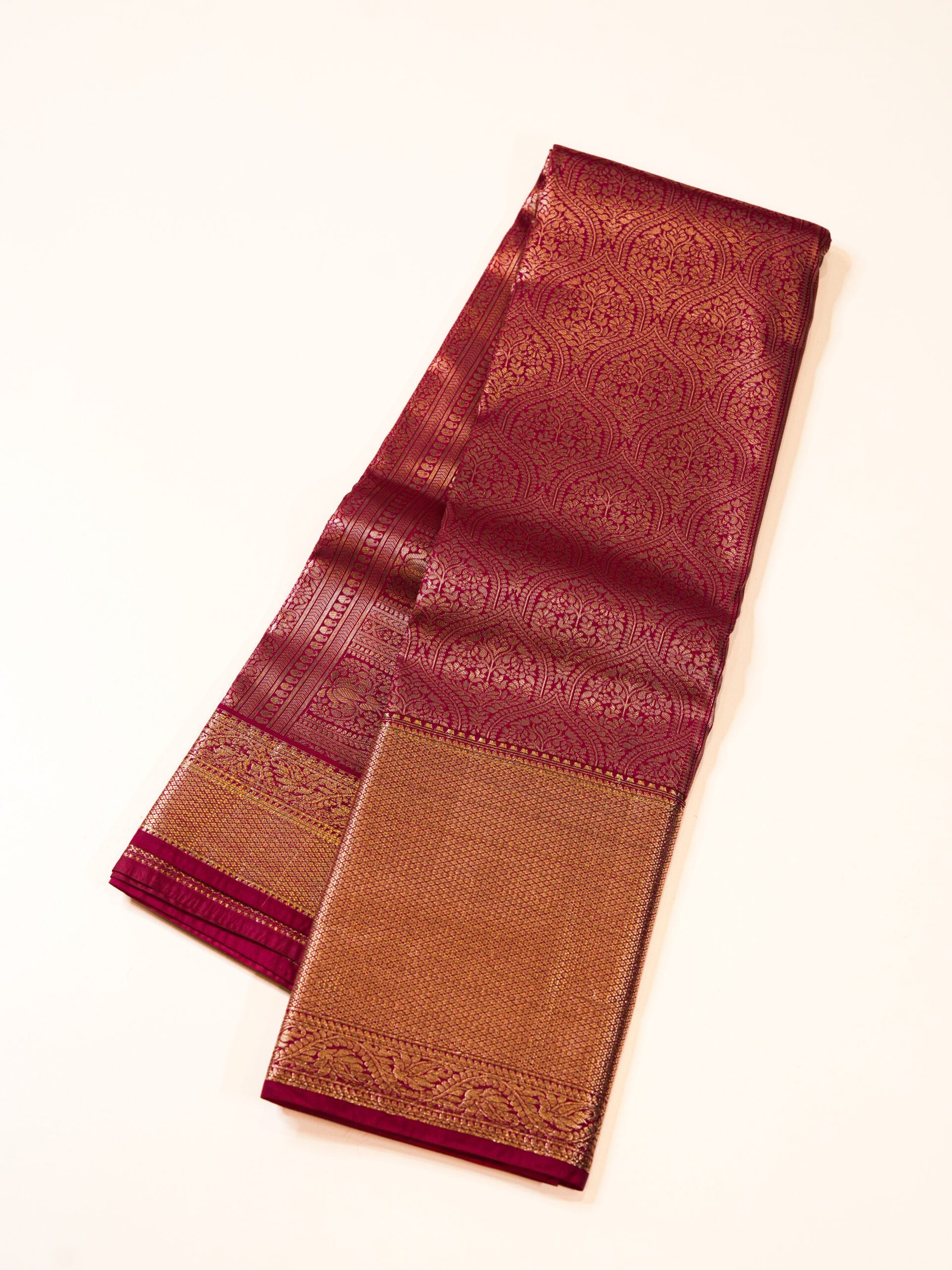 Rose Gold Silk Brocade Saree - Image 2