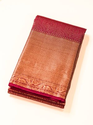 Rose Gold Silk Brocade Saree