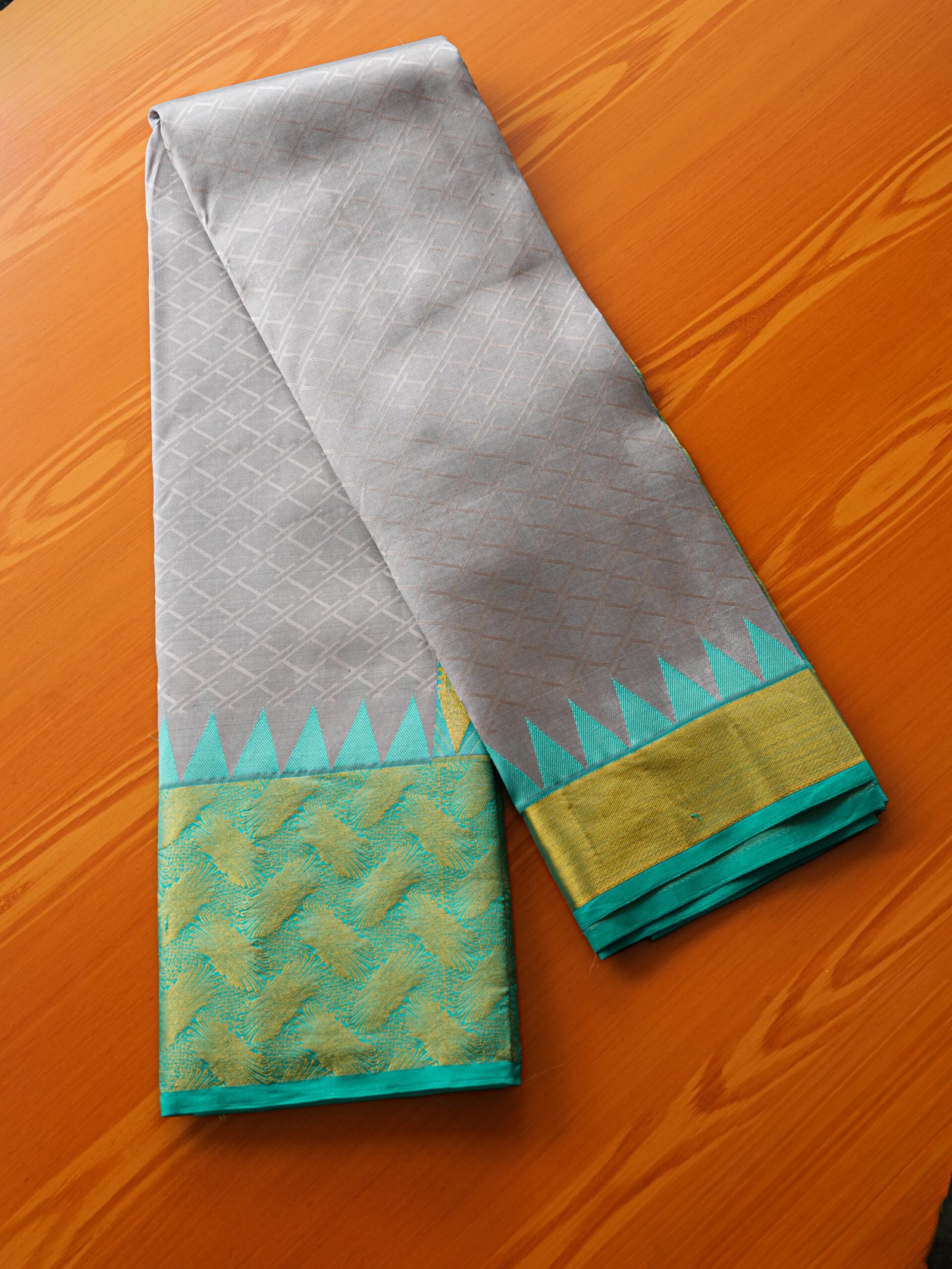 Grey Designer Silk Saree - Image 3
