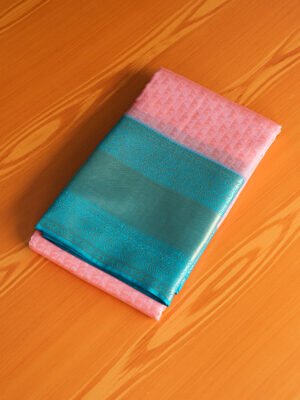 Pink & Teal Designer Silk Saree