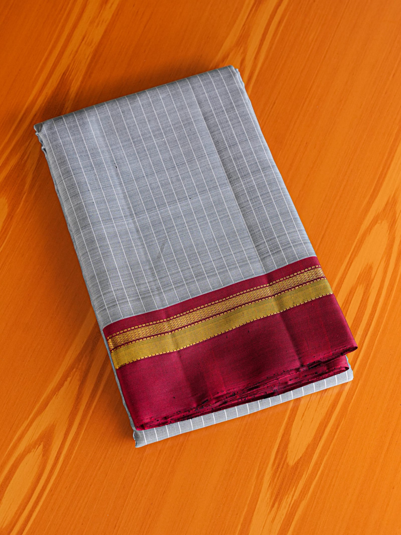 Elegant Silver Grey Silk Saree