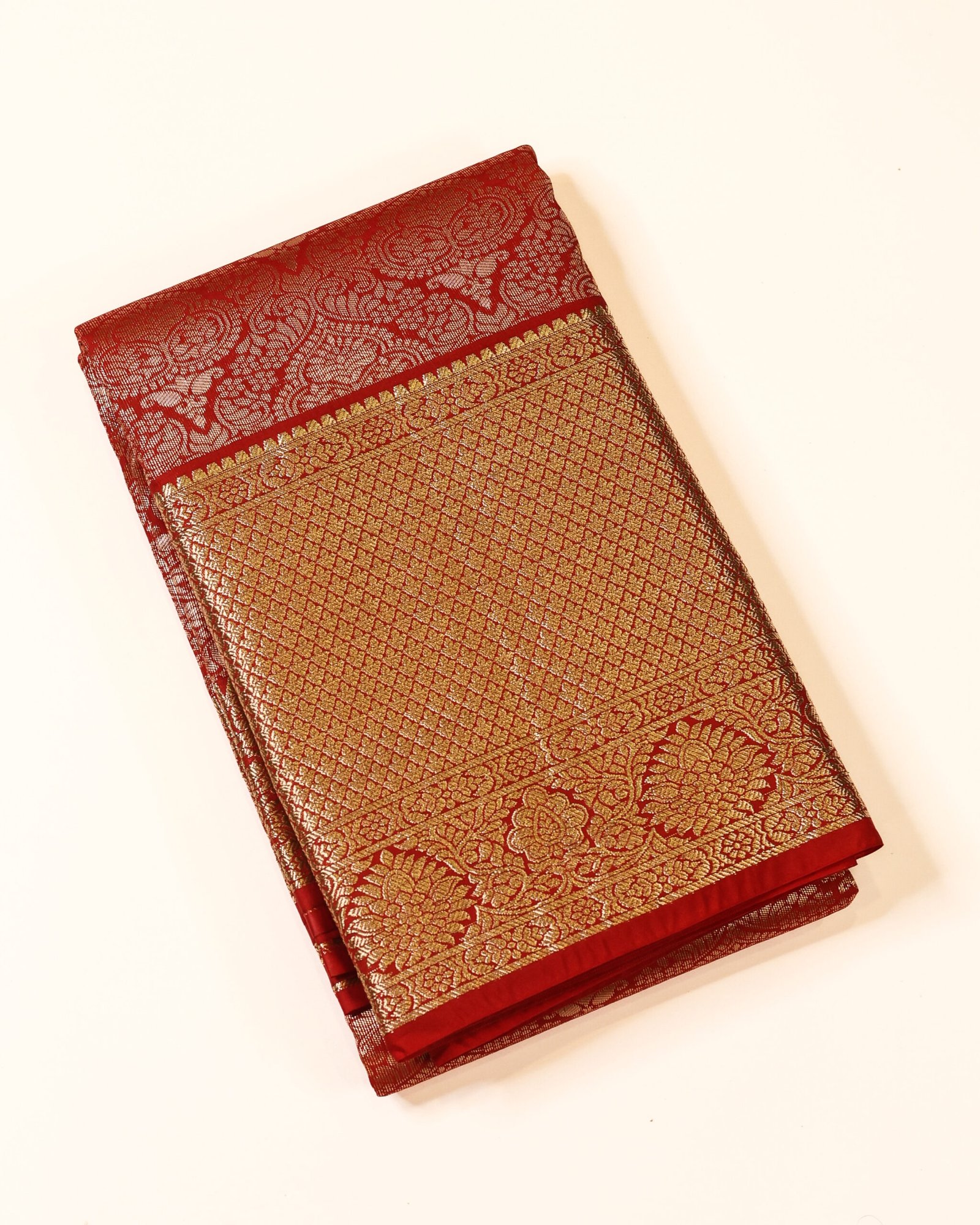 Deep Maroon Red Brocade Saree