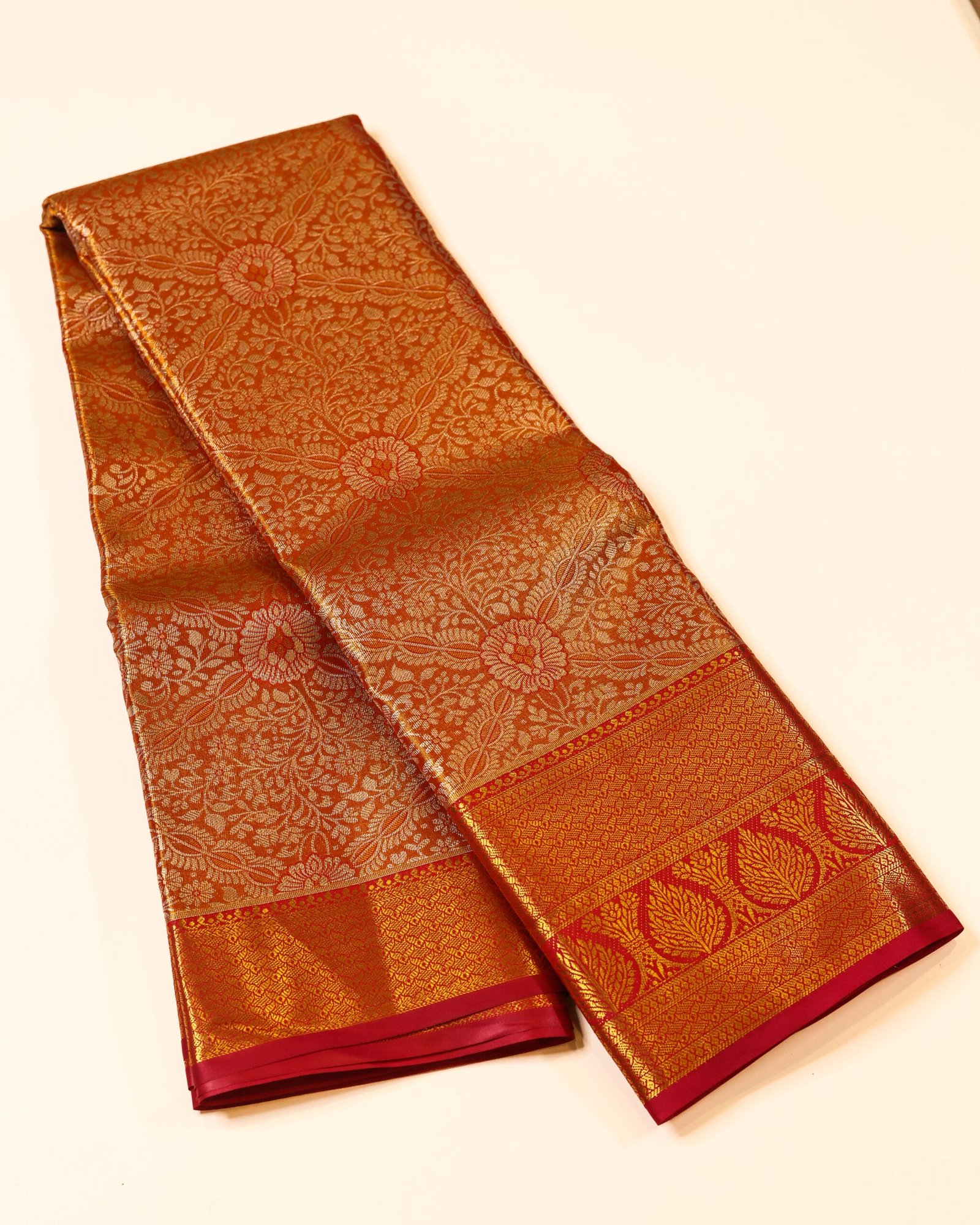 Copper Gold Tissue Brocade Saree - Image 2