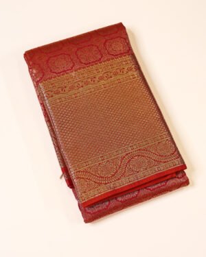 Crimson Red Tissue Brocade Saree