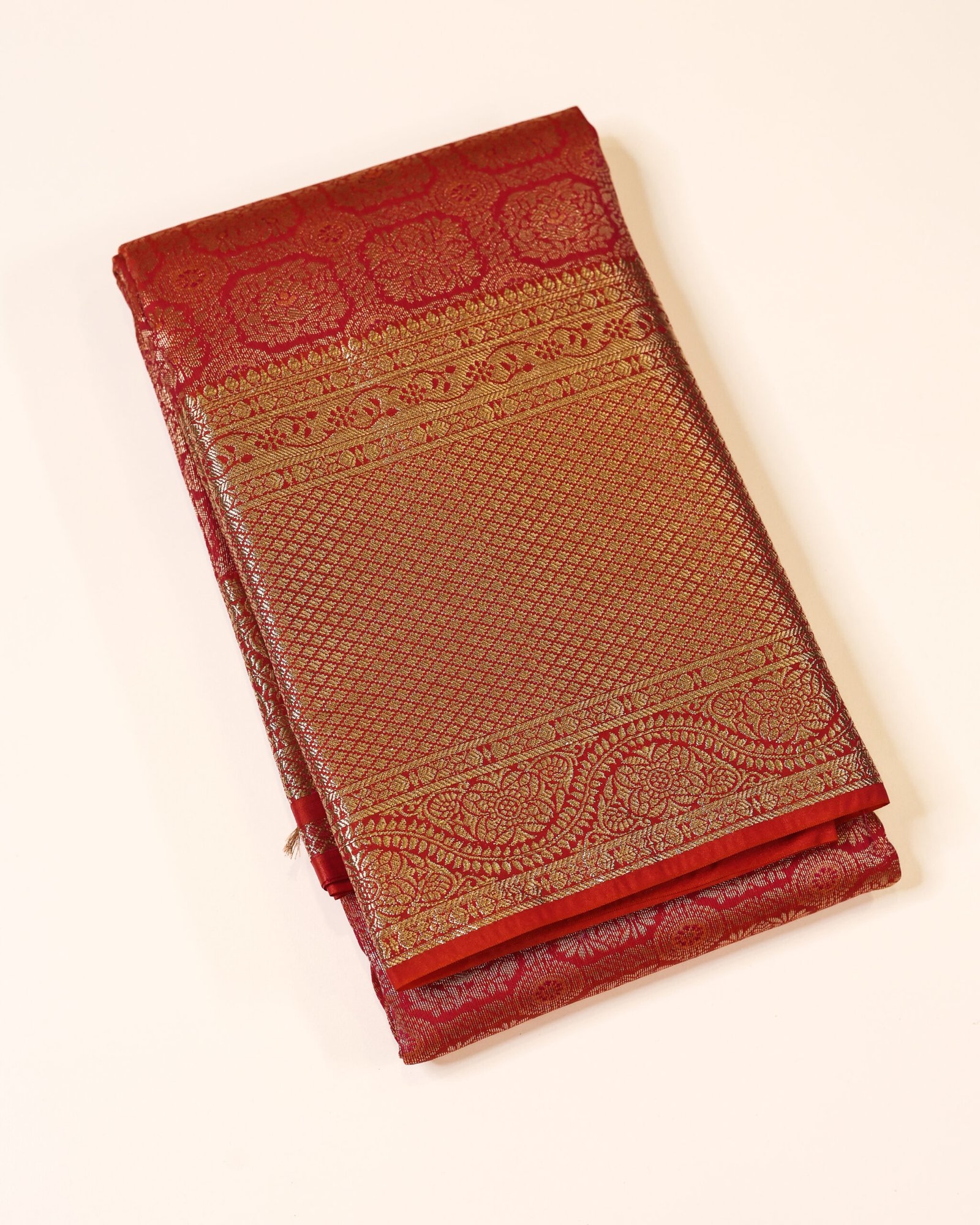 Crimson Red Tissue Brocade Saree