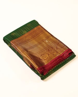 Bottle Green Semi Brocade Saree