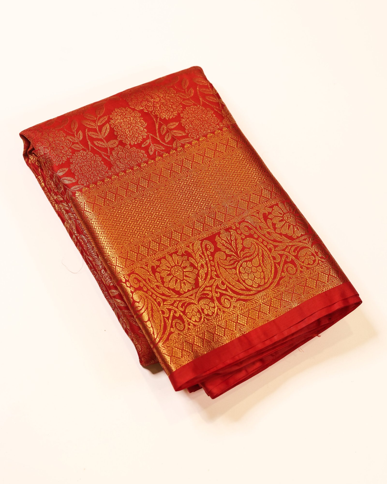 Vermilion Red Brocade Saree