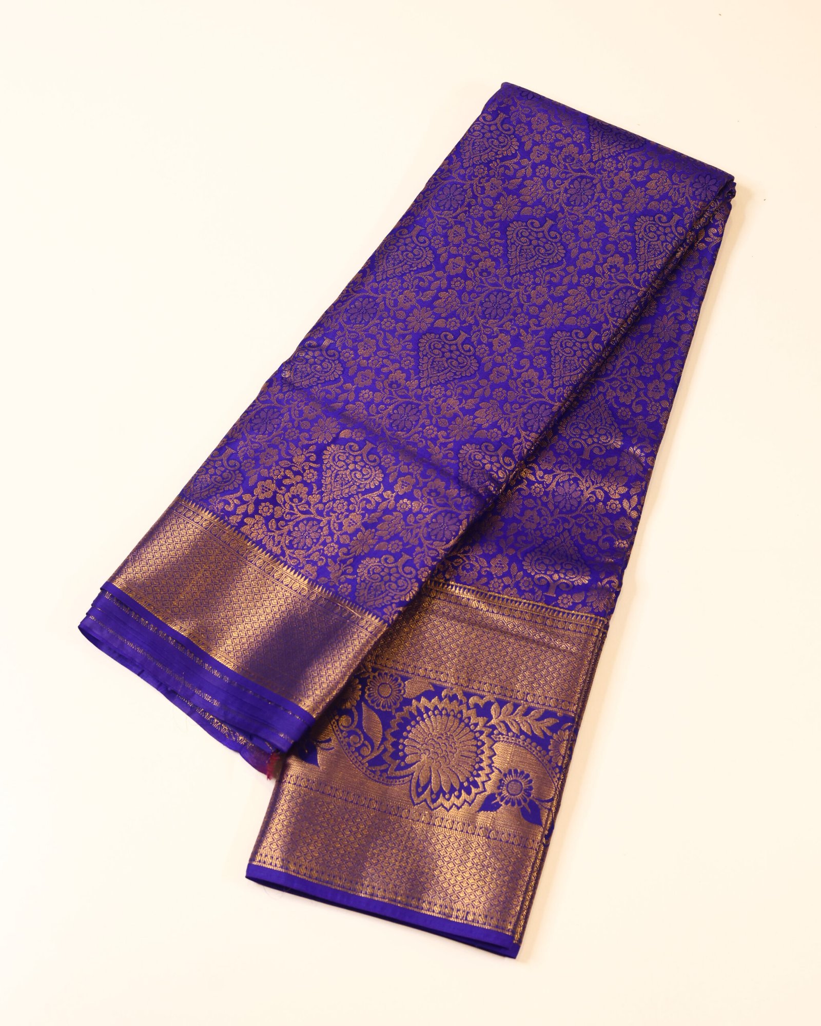 Royal Blue Brocade Saree - Image 2