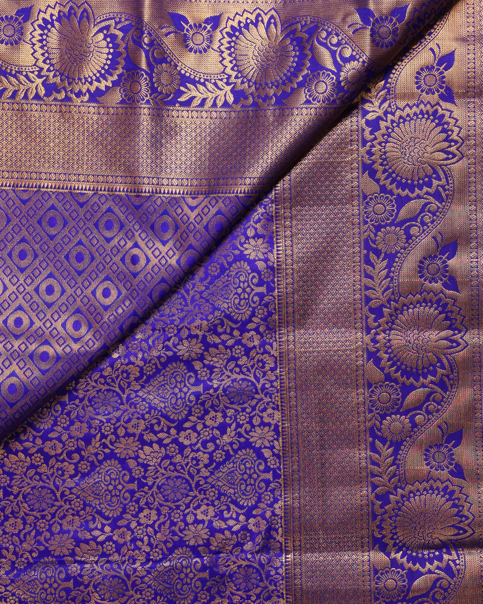 Royal Blue Brocade Saree - Image 3