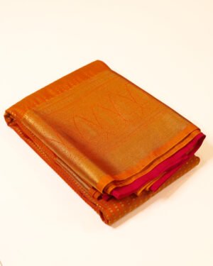 Bright Orange Brocade Saree