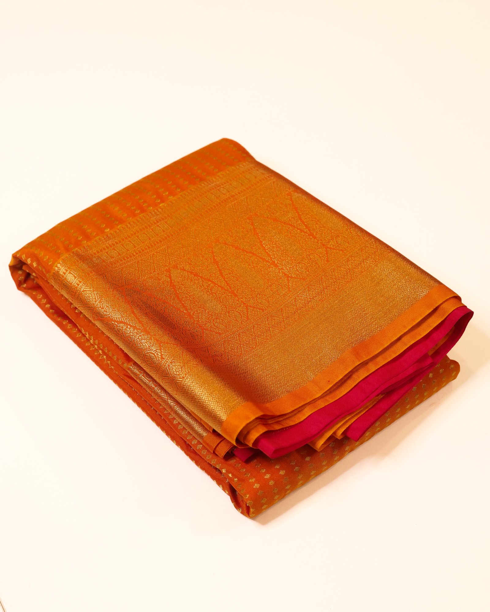 Bright Orange Brocade Saree