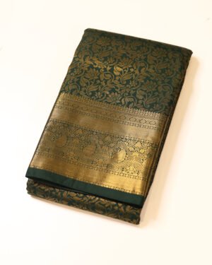 Deep Emerald Green Brocade Saree
