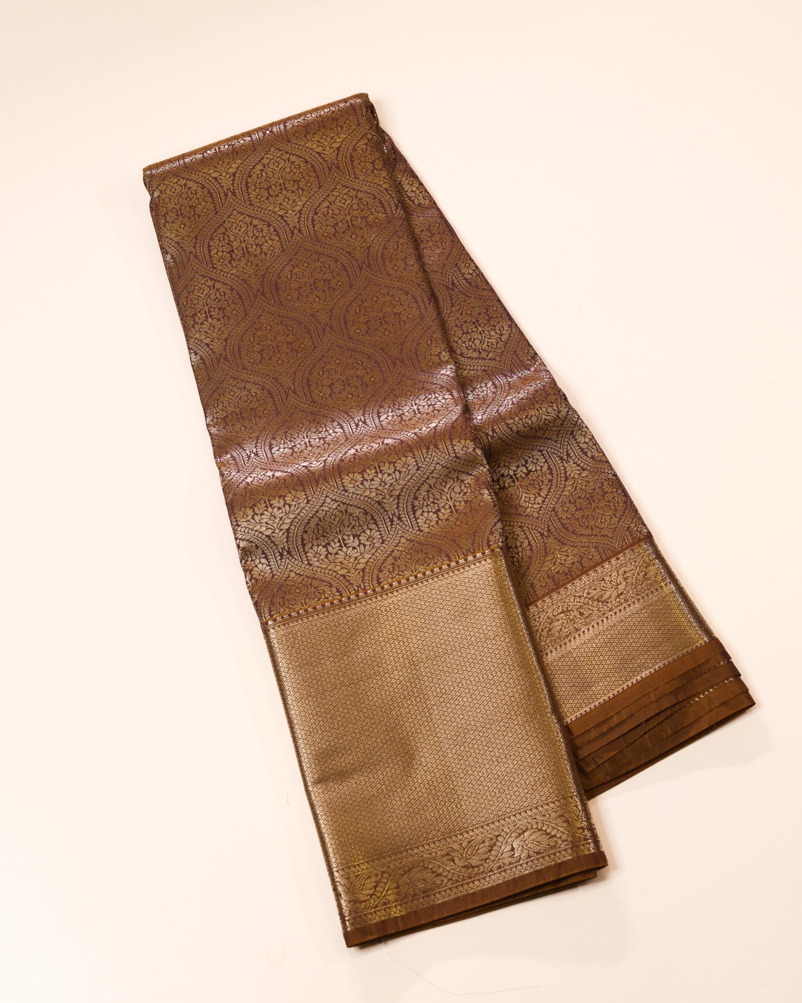 Coffee Brown Semi Kanchipuram Brocade Saree - Image 2