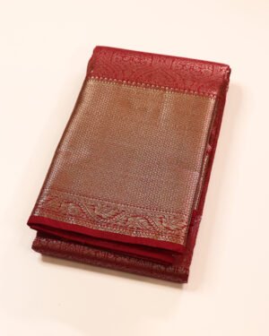 Deep Red Brocade Saree