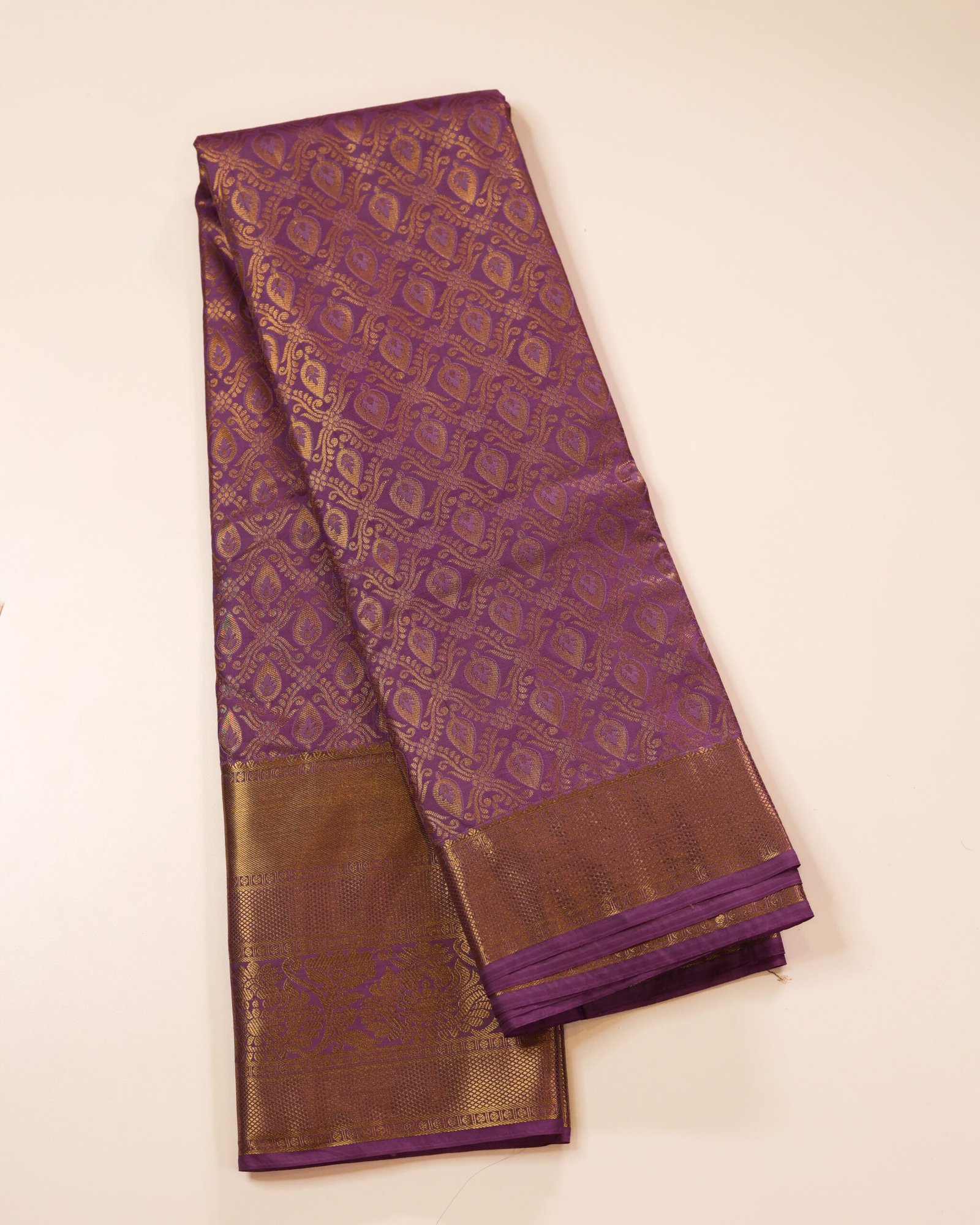 Royal Purple Brocade Saree - Image 2
