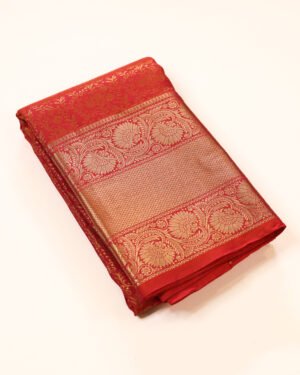 Vermilion Red Brocade Saree