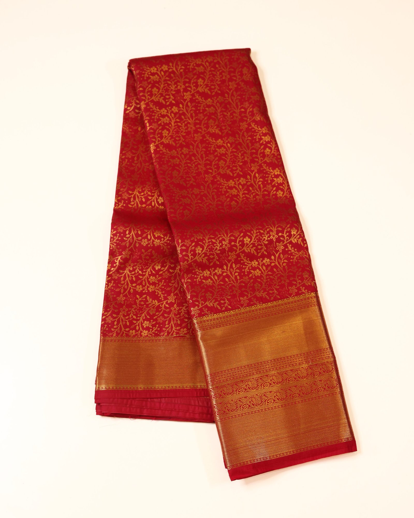Crimson Red Designer Brocade Saree - Image 2