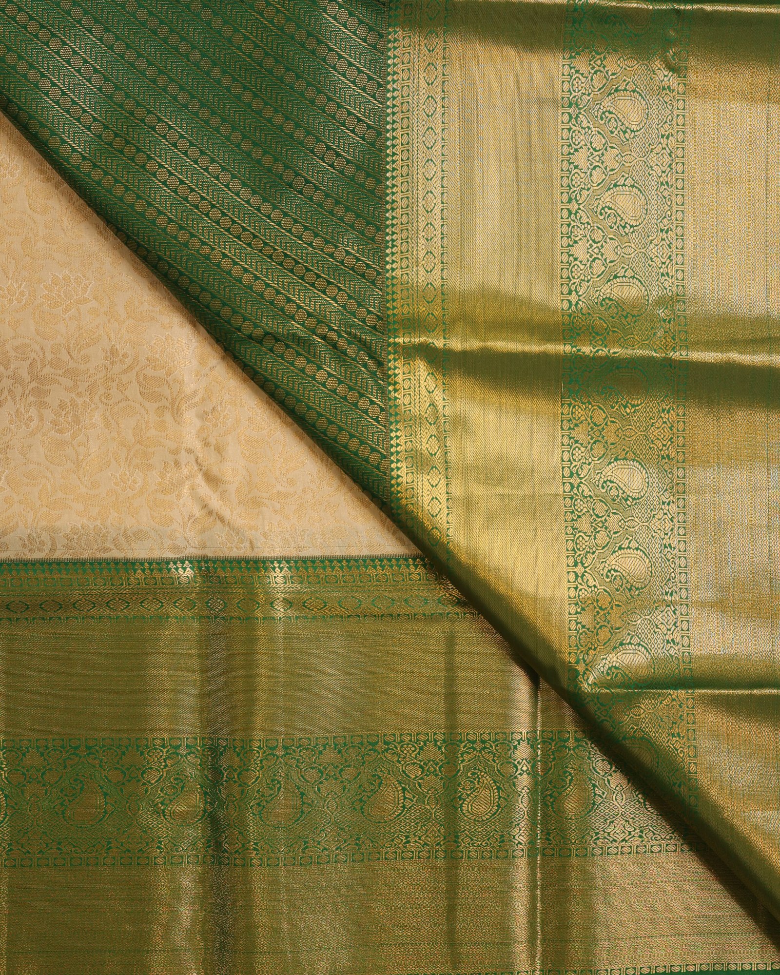 Ivory Cream Tissue Brocade Saree - Image 2