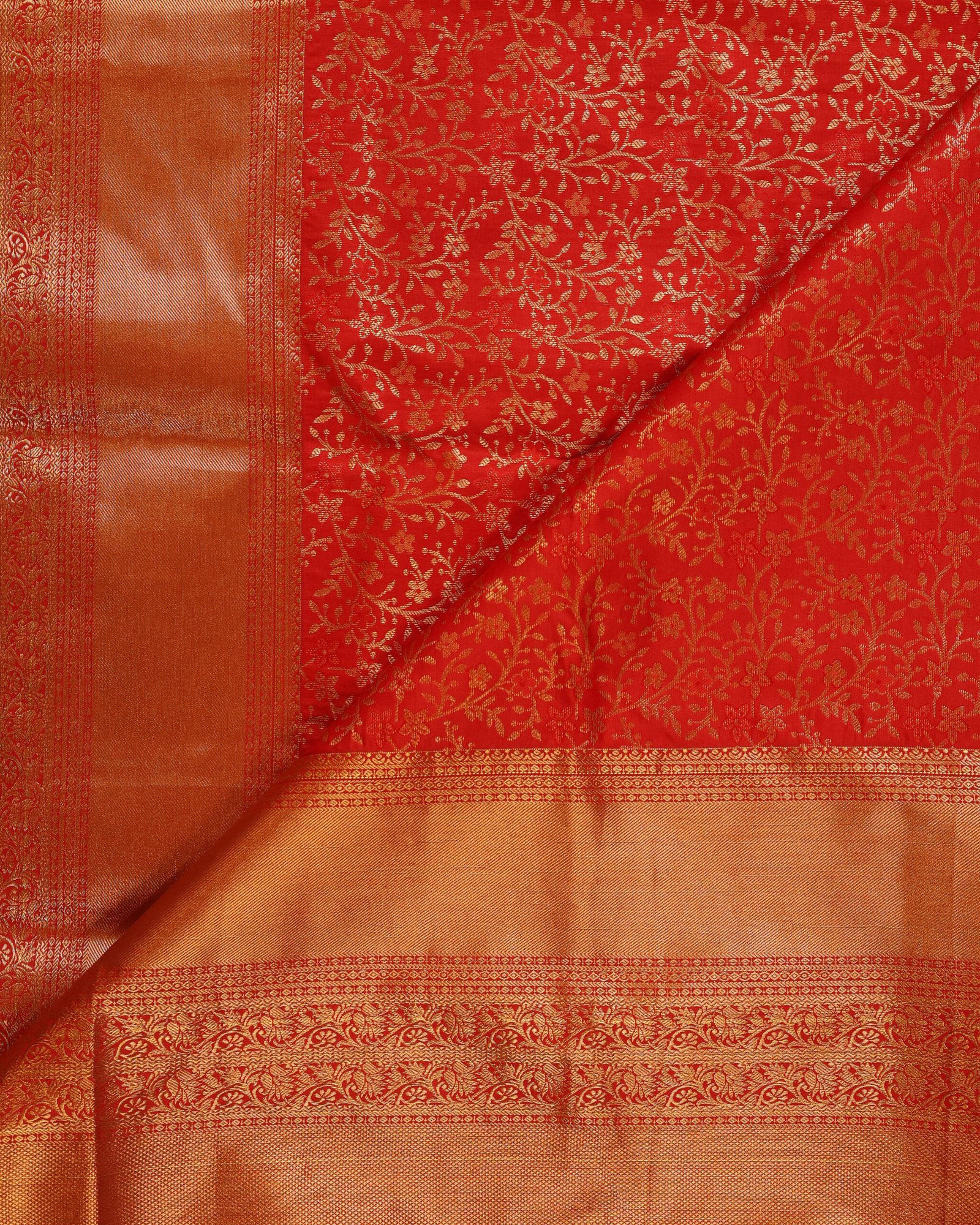 Rich Red Semi Kanchipuram Brocade Saree - Image 2