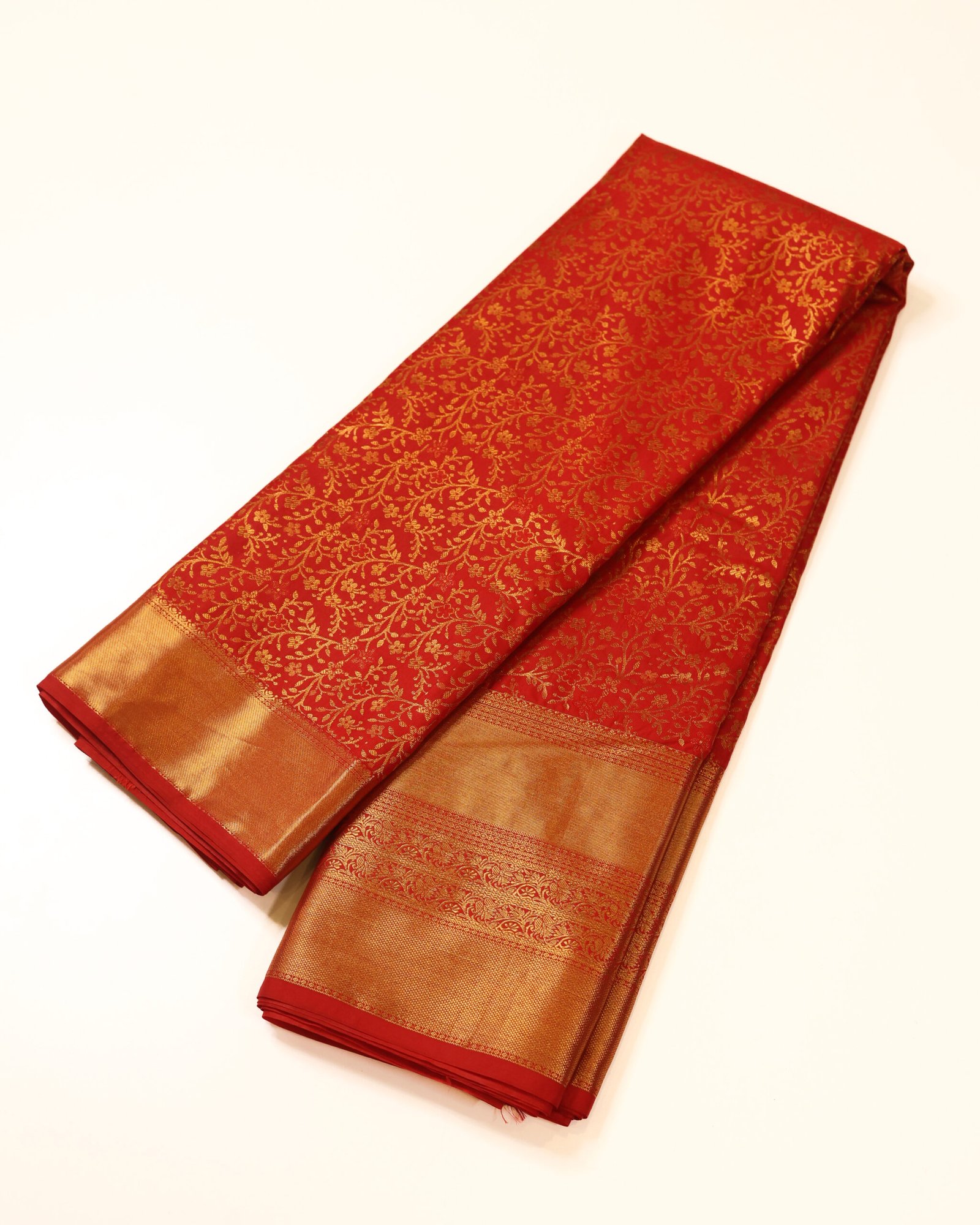 Rich Red Semi Kanchipuram Brocade Saree - Image 3