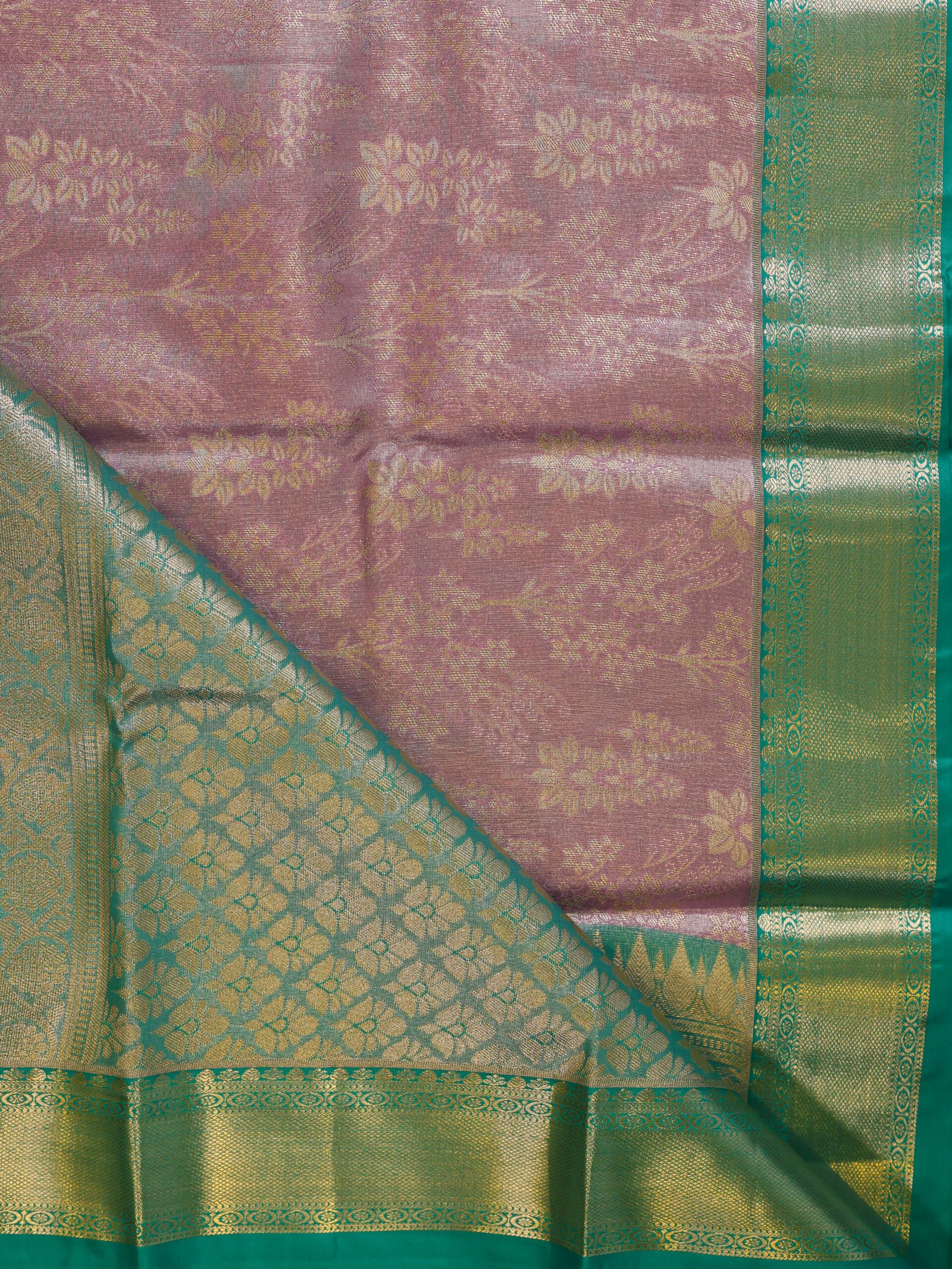 Lavender Purple Tissue Brocade Saree - Image 3