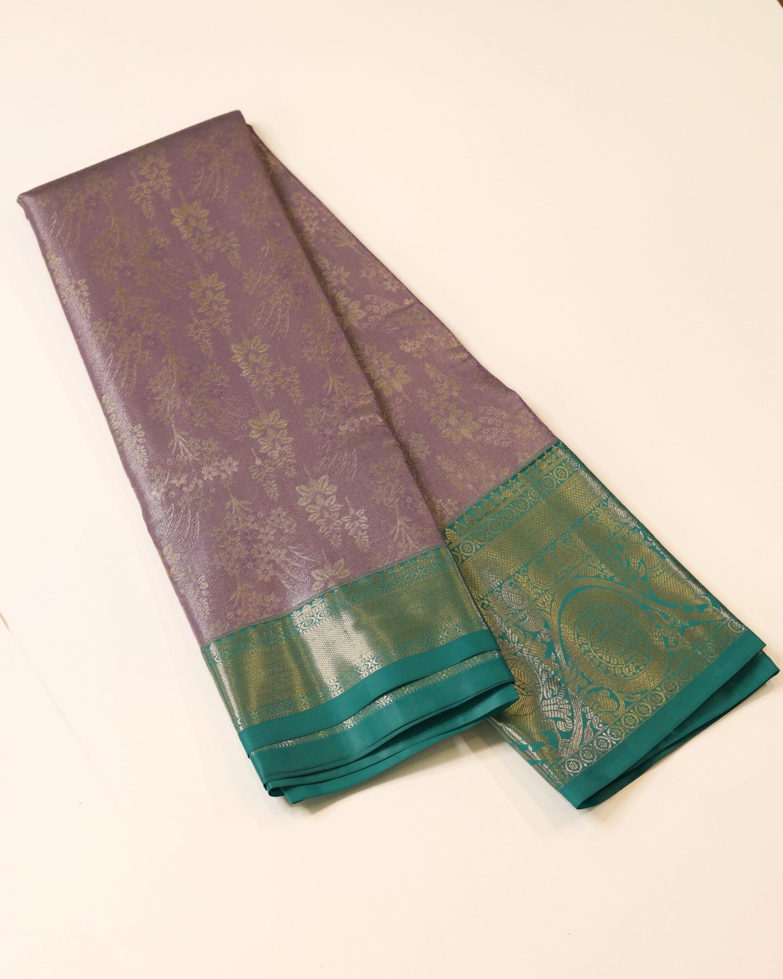 Lavender Purple Tissue Brocade Saree - Image 2