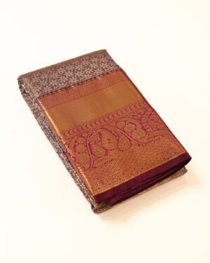 Mauve Brown Tissue Brocade Saree