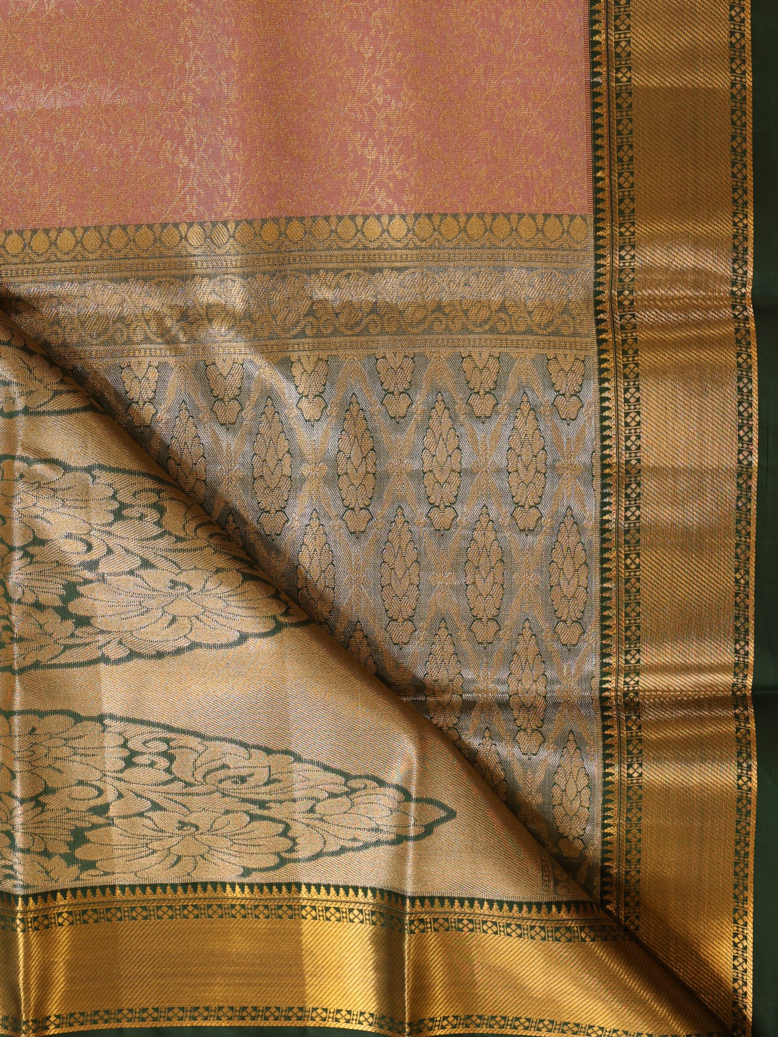Pastel Pink Tissue Brocade Saree - Image 3