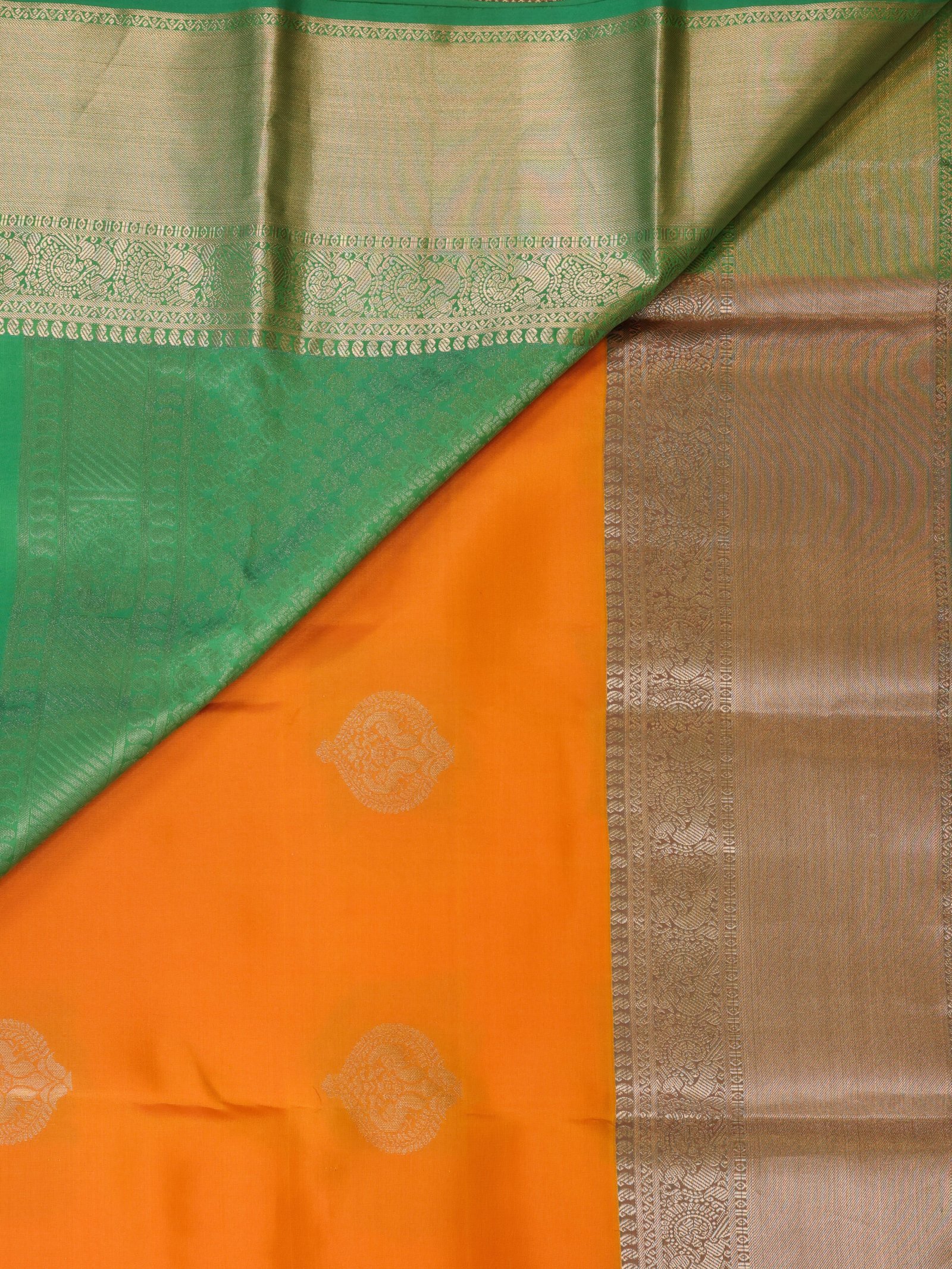 Bright Orange Pure Soft Silk Saree - Image 3