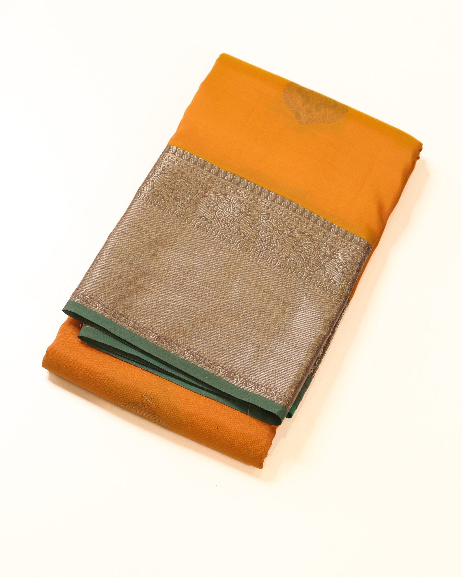 Bright Orange Pure Soft Silk Saree