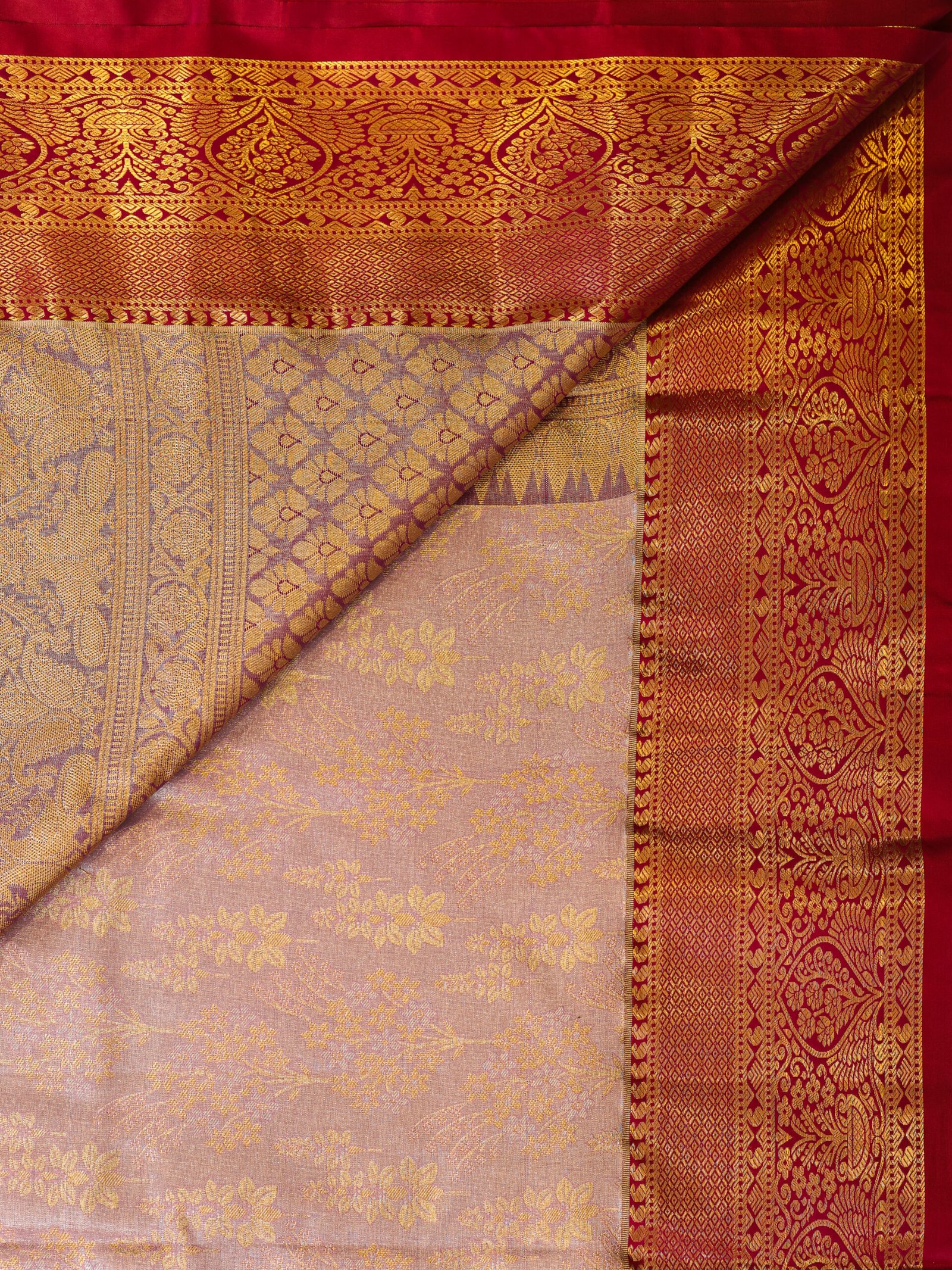 Lavender & Maroon Tissue Brocade Saree - Image 3