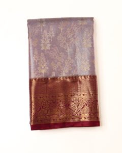 Lavender & Maroon Tissue Brocade Saree
