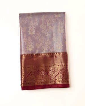 Lavender & Maroon Tissue Brocade Saree