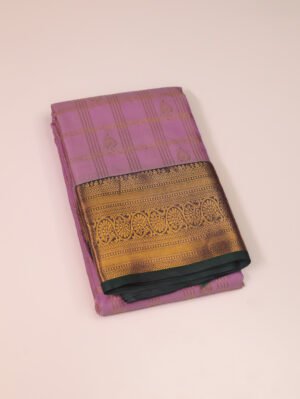 Lavender Soft Silk Check Design Saree