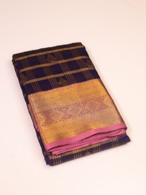 Deep Purple Soft Silk Check Design Saree
