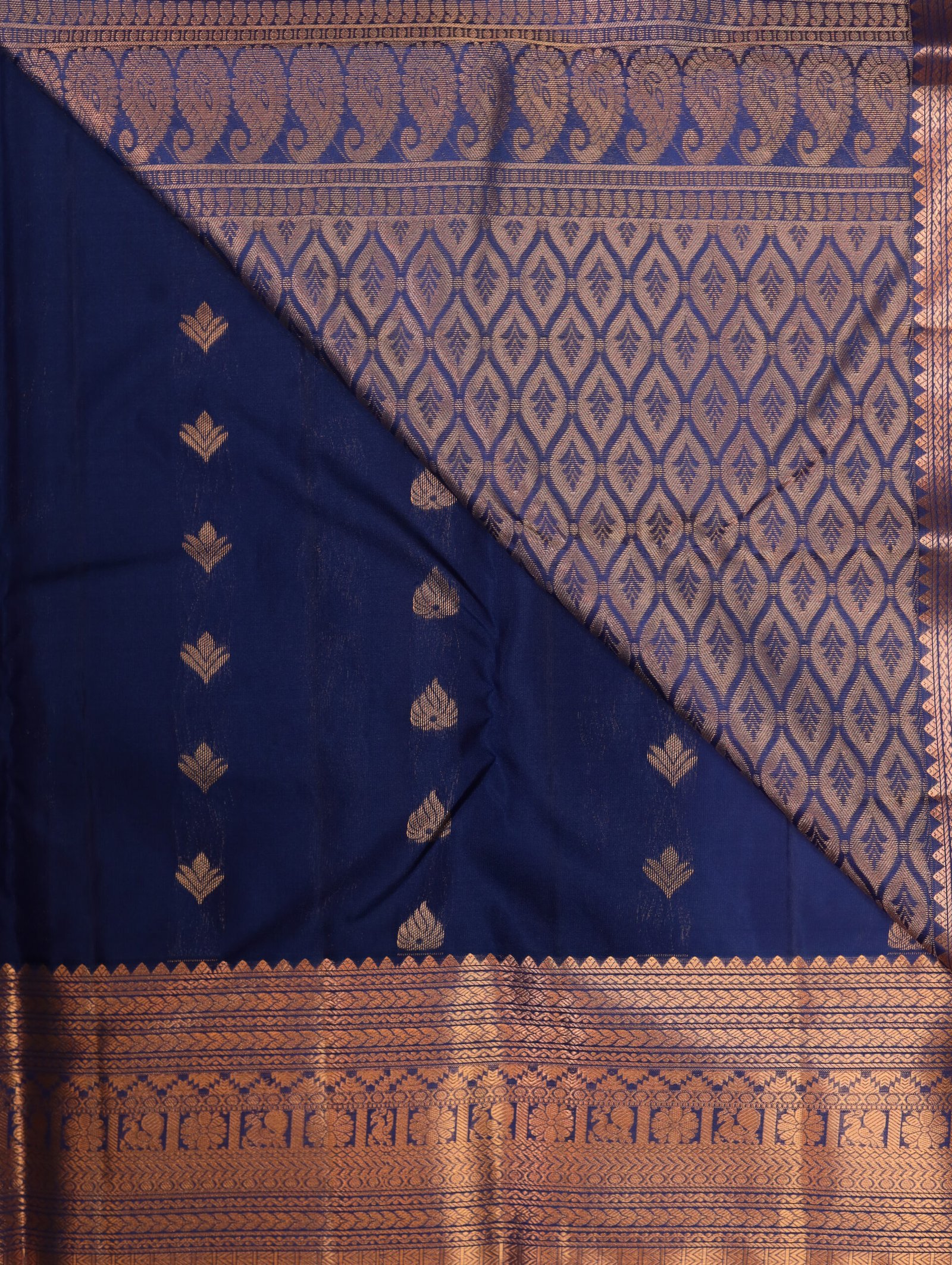 Royal Blue Pure Kanchipuram Saree - Image 2