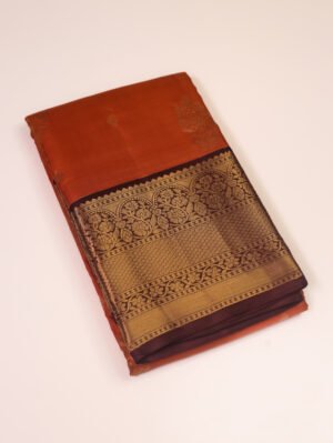 Rust Orange Pure Kanchipuram Saree