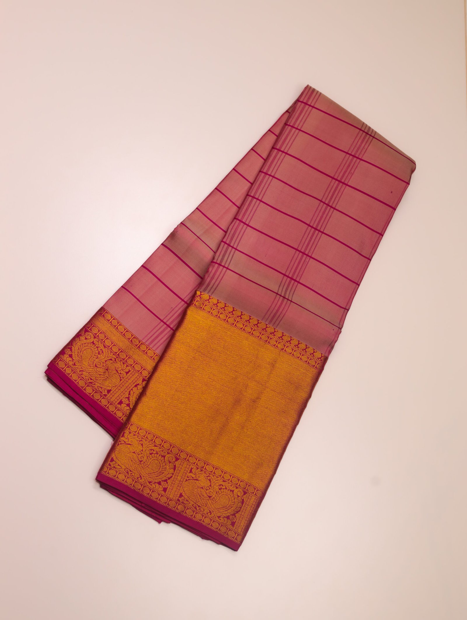 Golden Peach Pure Kanchipuram Saree - Image 3