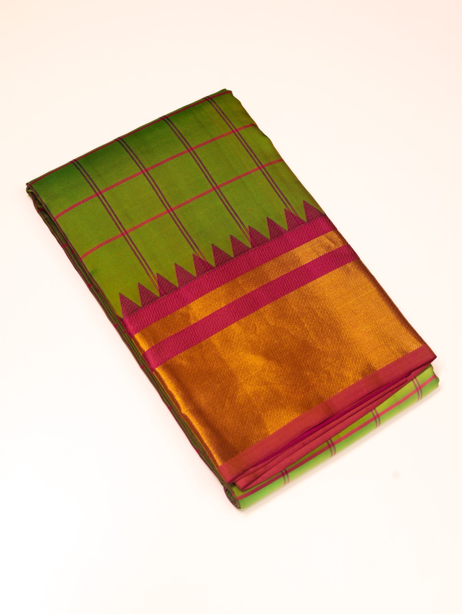 Parrot Green Pure Kanchipuram Saree