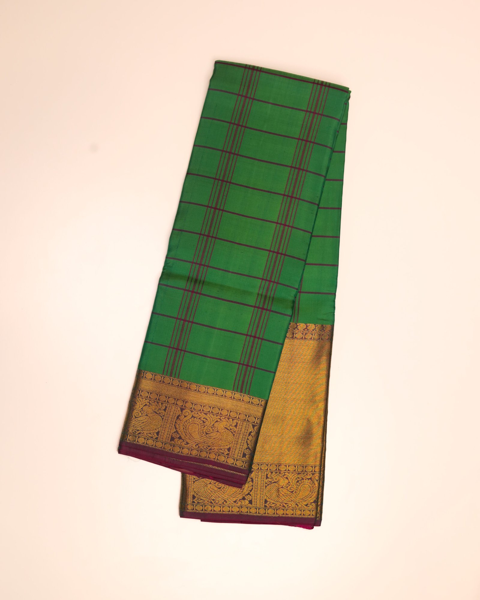 Peacock Green Pure Kanchipuram Saree - Image 2