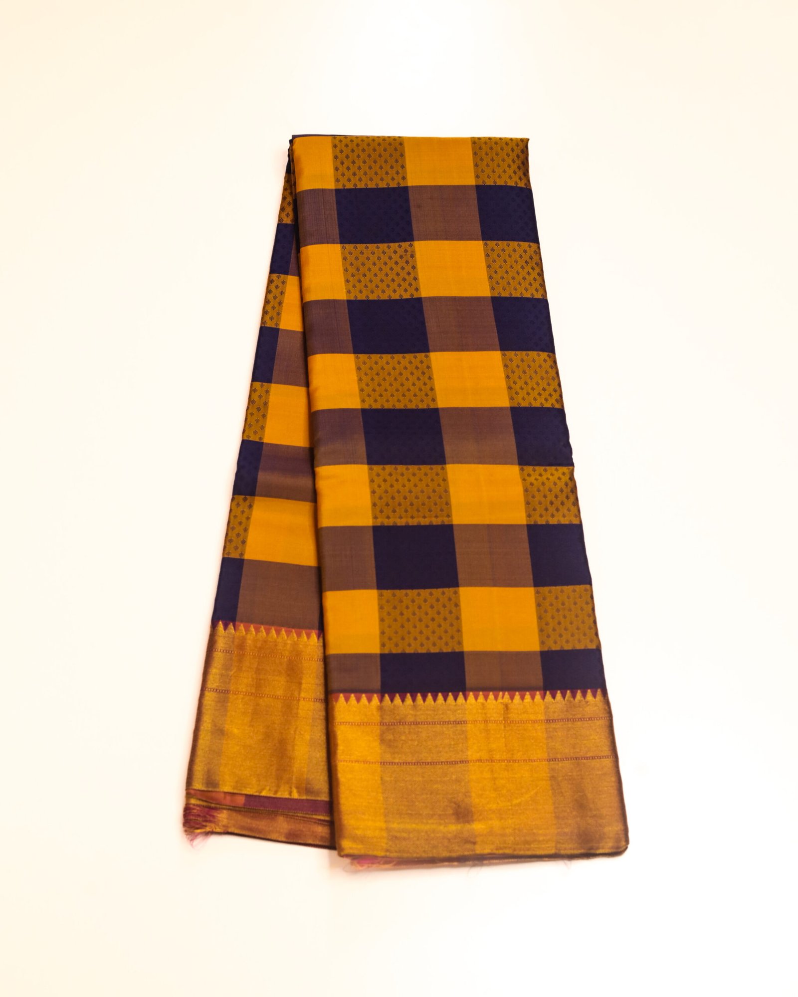 Multi Color Checked Pure Kanchipuram Saree - Image 2
