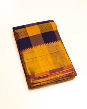 Multi Color Checked Pure Kanchipuram Saree